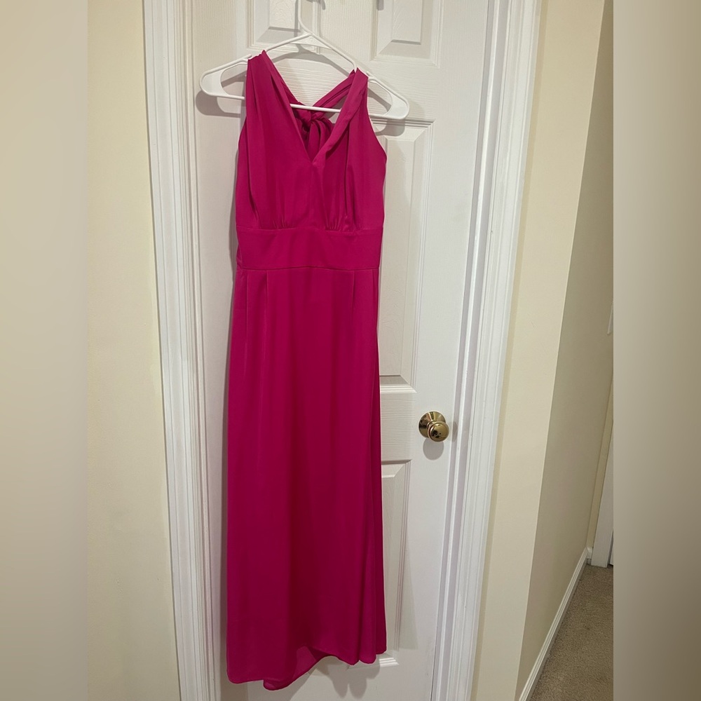 WORN ONCE! Banana Republic Halter Maxi Dress in Neon Dragon Fruit